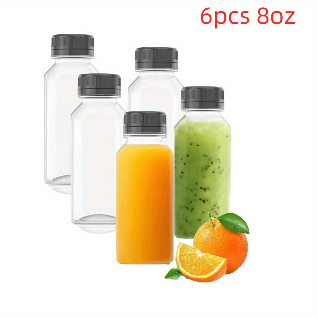 Botellas de agua de vidrio, paquete de 4 botellas de jugo de boca ancha con  tapas transparentes para jugos, licuados, agua de frutas, tés