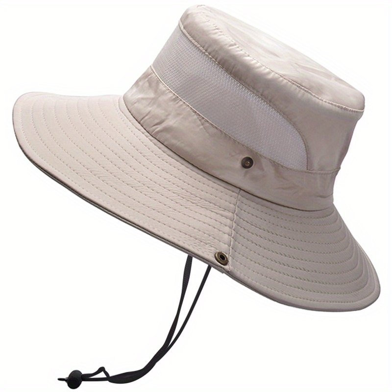 Mens Womens Summer Mesh Breathable Fishing Hat Outdoor Mountaineering  Vacation Hat Sunscreen Big Cornice Hat Solid Color Boonie Hat With Adjustable  Chin Button, Check Out Today's Deals Now