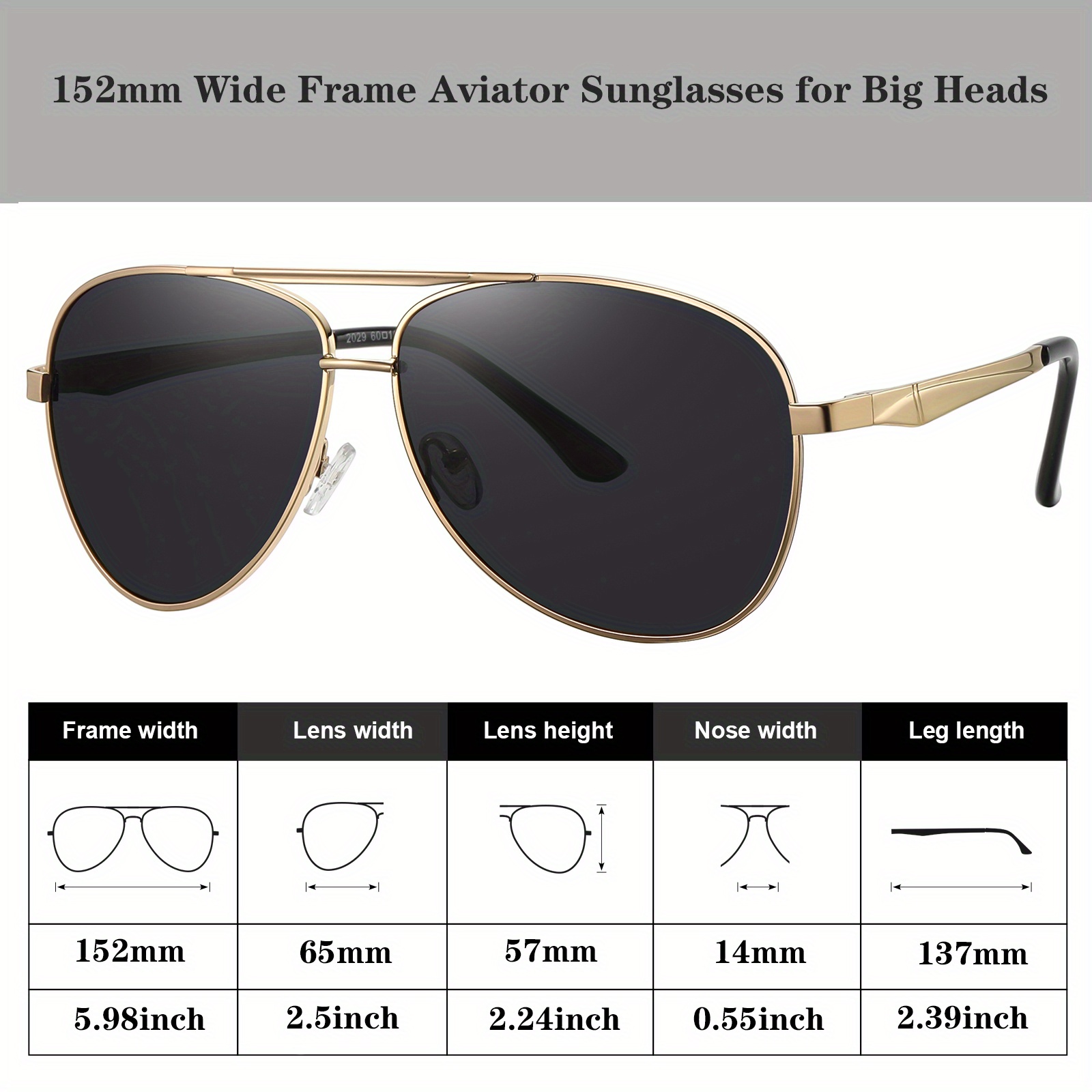 Big XL Wide Frame Extra Large Polarized Aviator Sunglasses, For Men Women  Outdoor Party Vacation Travel Driving Fishing Decors Photo Props, 2 Colors A