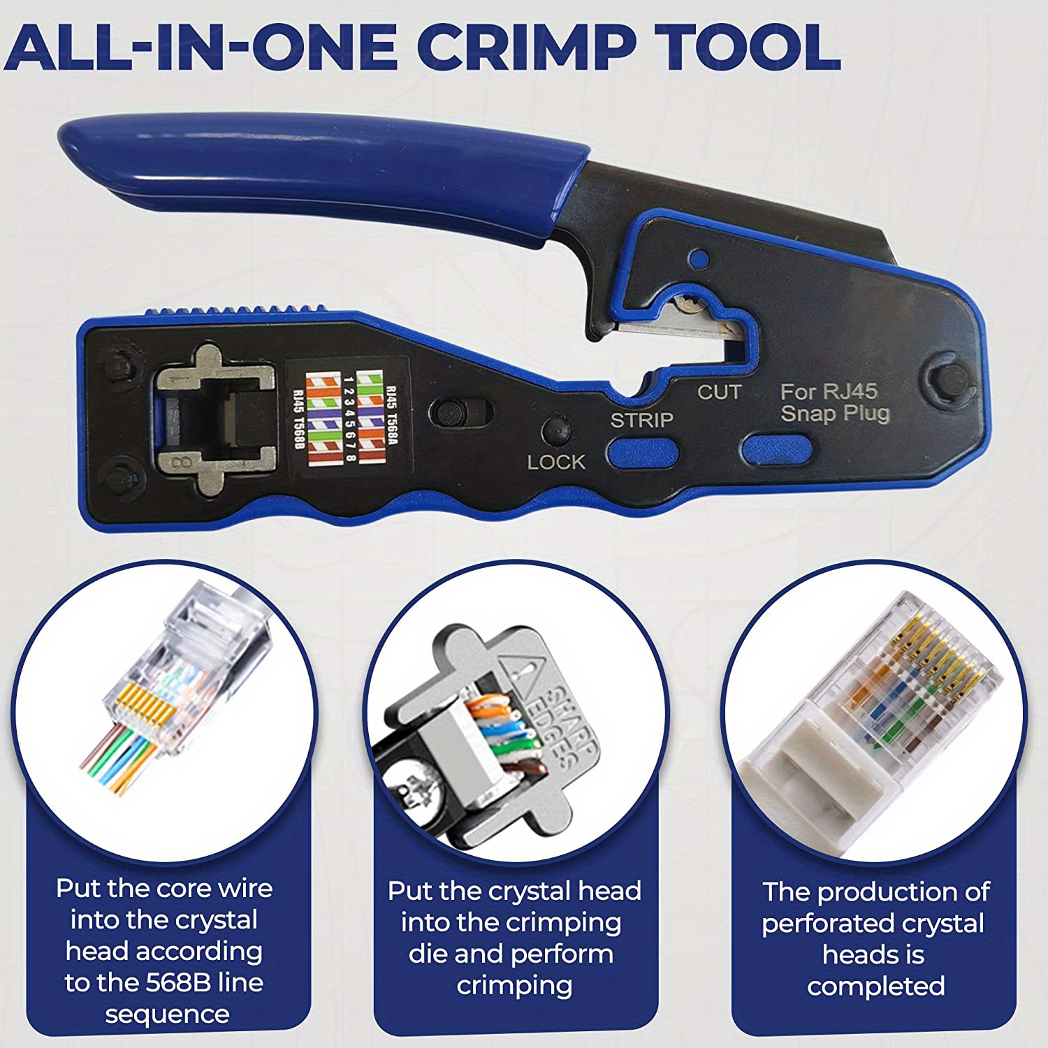 Rj45 Crimp Tool Pass Crimper Cutter Cat6a Cat6 Cat5 Cat 8p8c Temu