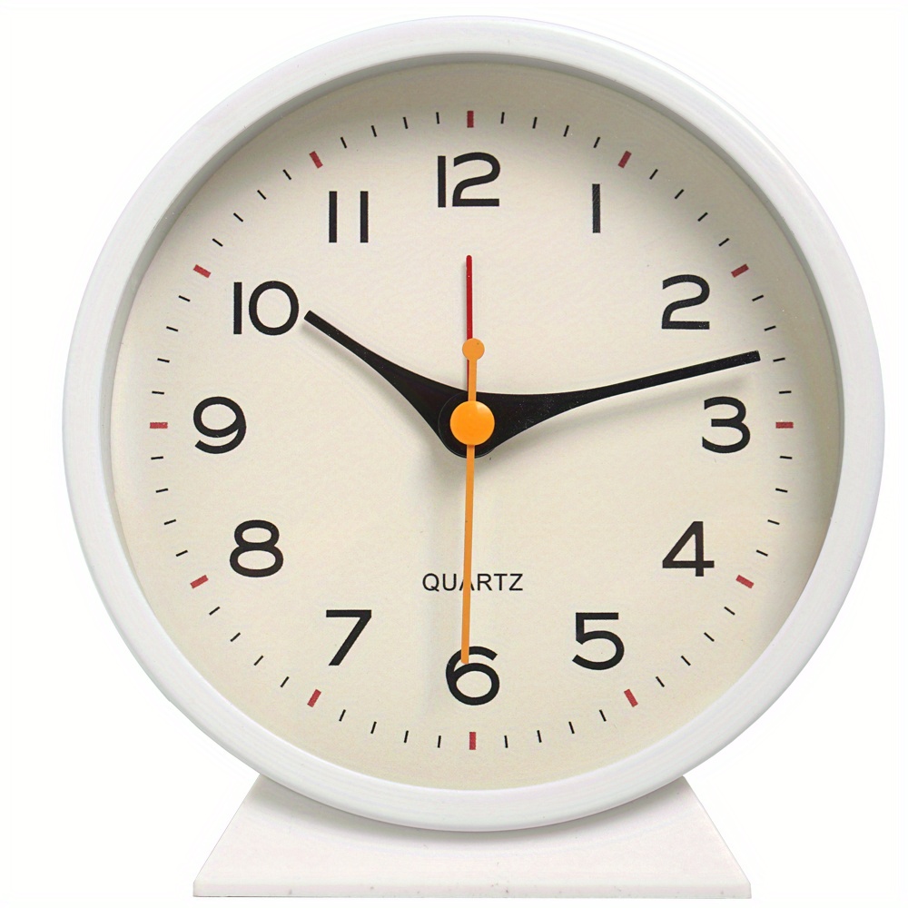 Reloj despertador analógico vintage (blanco), reloj despertador silencioso  de metal, reloj despertador ruidoso junto a la cama, funciona con pilas,  para dormitorio, cocina, oficina JM