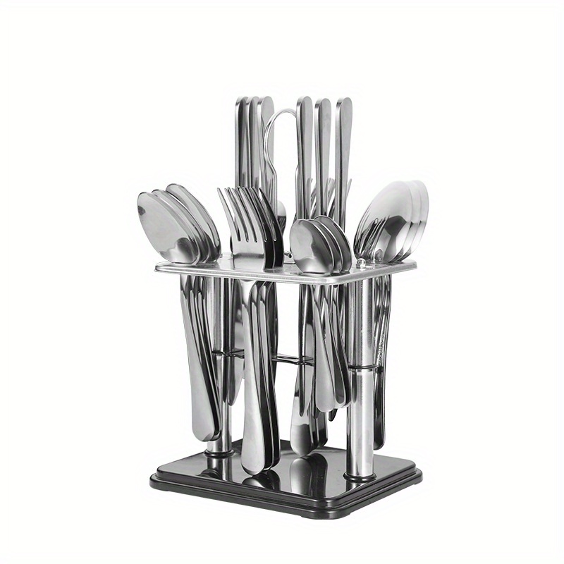 24 Piece Silverware Flatware Cutlery Set, Stainless Steel Utensils Service for