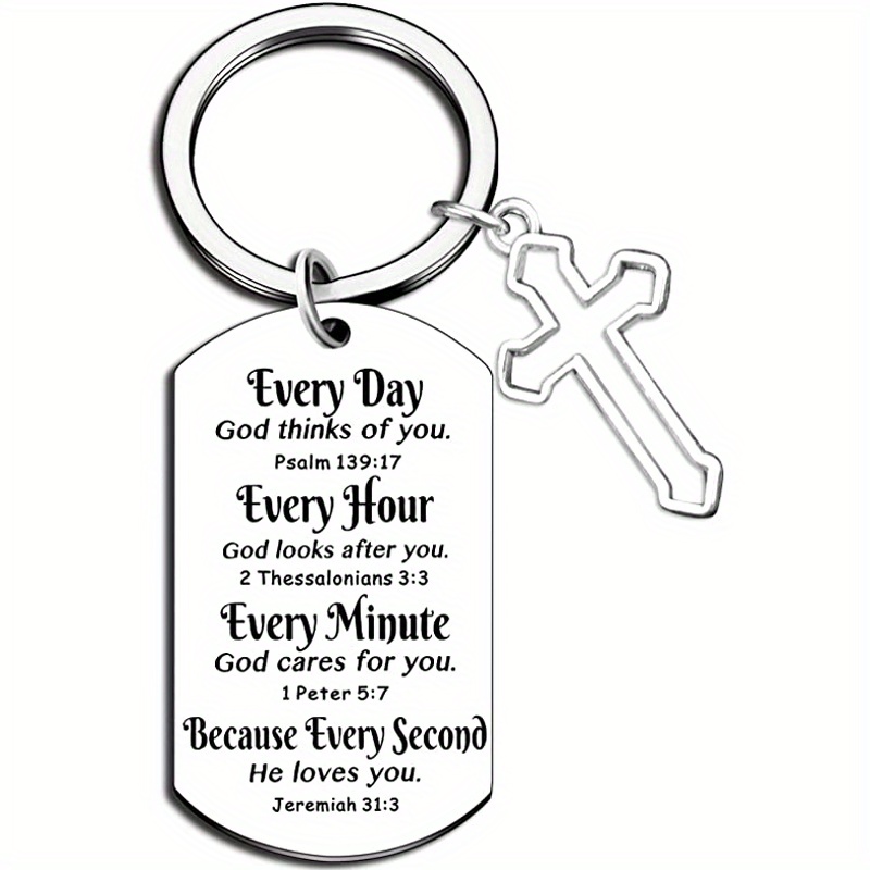 Bible Verse Cross Keychain Metal Key Ring Purse Handbag Car - Temu