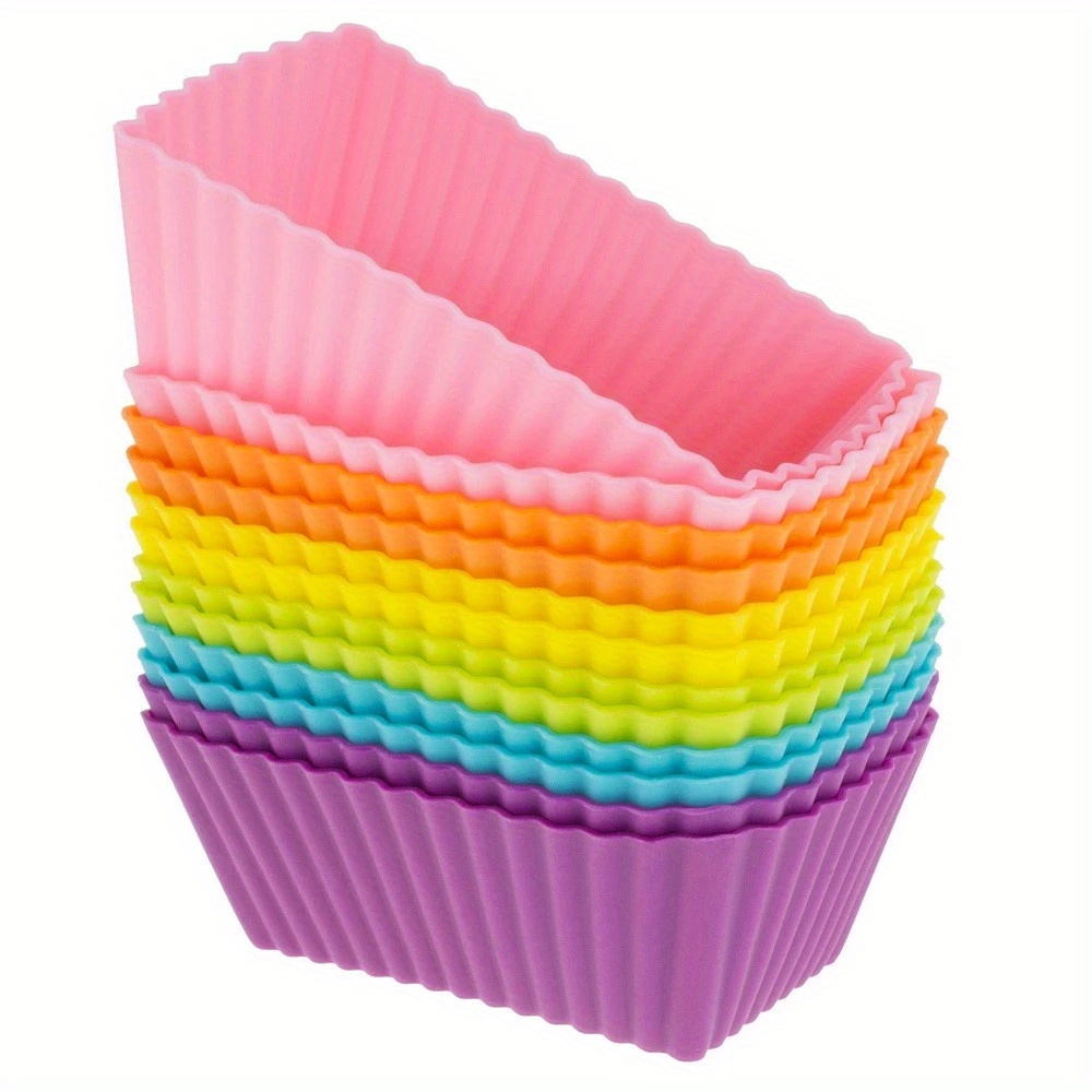 5 10pcs silicone rectangle muffin cups cupcake cups reusable cupcake liners muffin molds pudding mold baking tools kitchen gadgets kitchen accessories home kitchen items details 0