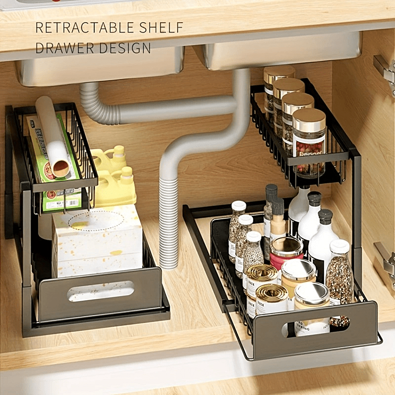 Estante de almacenamiento extraíble para cocina, estantería extraíble para  debajo del fregadero, accesorios de cocina - AliExpress
