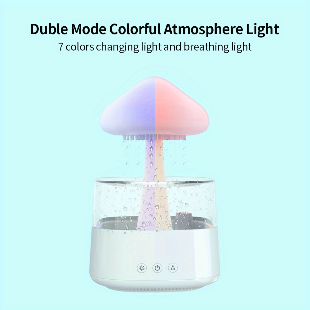 7 colors rain cloud humidifier and oil diffuser with led night light relaxing sound of rain for better sleep and comfortable living details 3