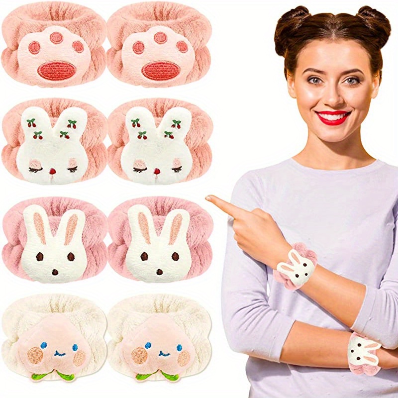 8 Pcs Cartoon Wrist Wash Towels Face Spa Wristbands