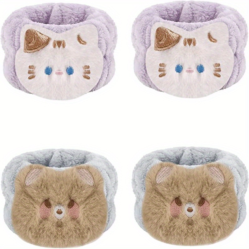 8 Pcs Cartoon Wrist Wash Towels Face Spa Wristbands