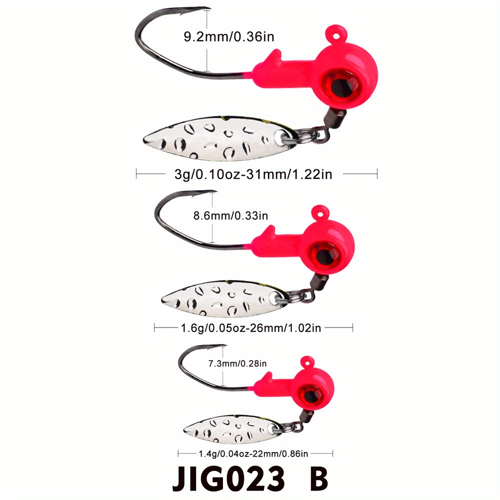 GZLCEU 60 pieces lead head fishing hooks, jig hooks set with round jig head  for rubber fish for predatory fish, various sizes 2g, 3g, 4g, 5g, 7g, 10g