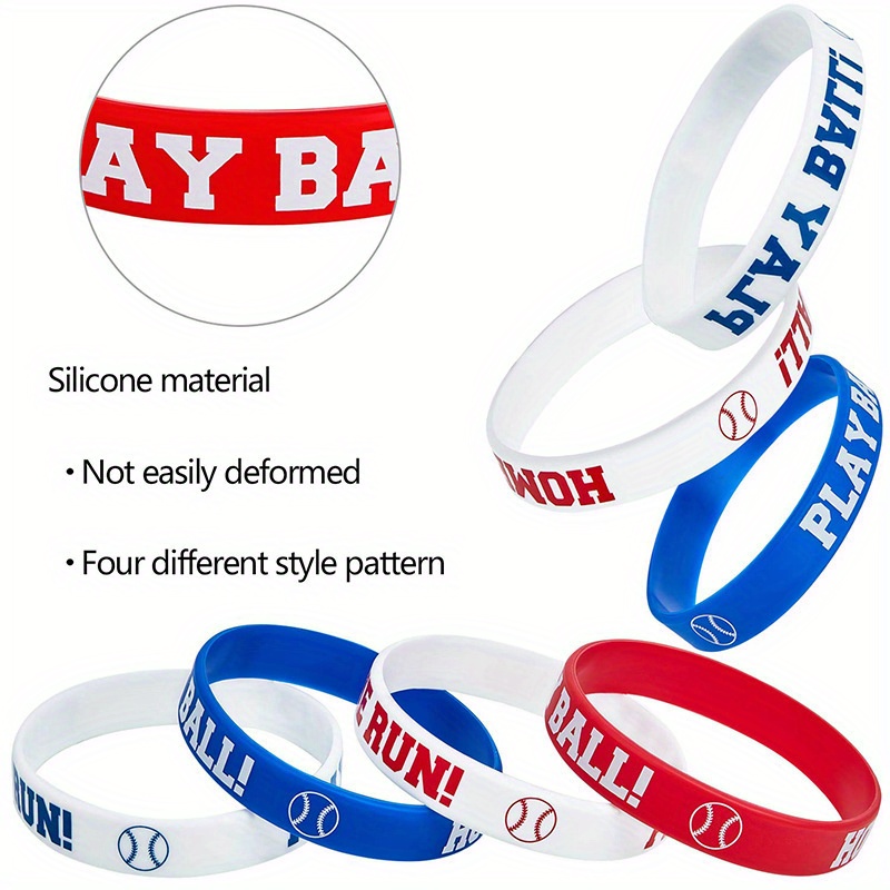 1pc Baseball Themed Pattern Wristbands, Silicone Sports Bracelets for School Competition,Temu