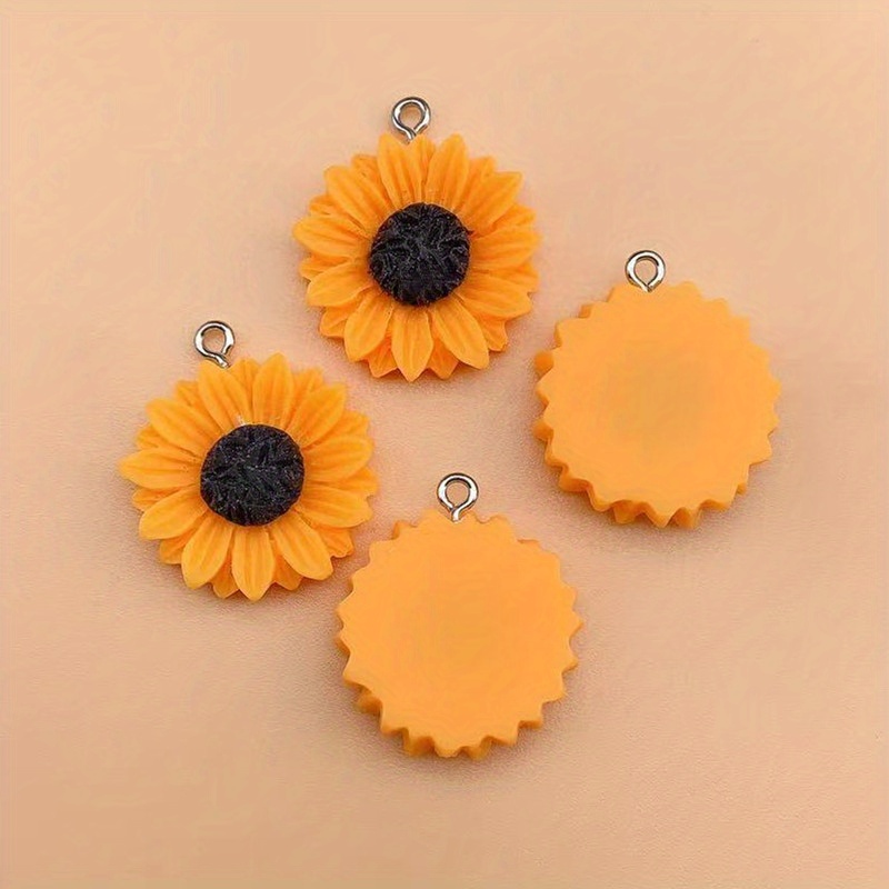 My Store Flower Resin Charms - Elegant Flower Planner & Keychain Charms Circle Flower Charm