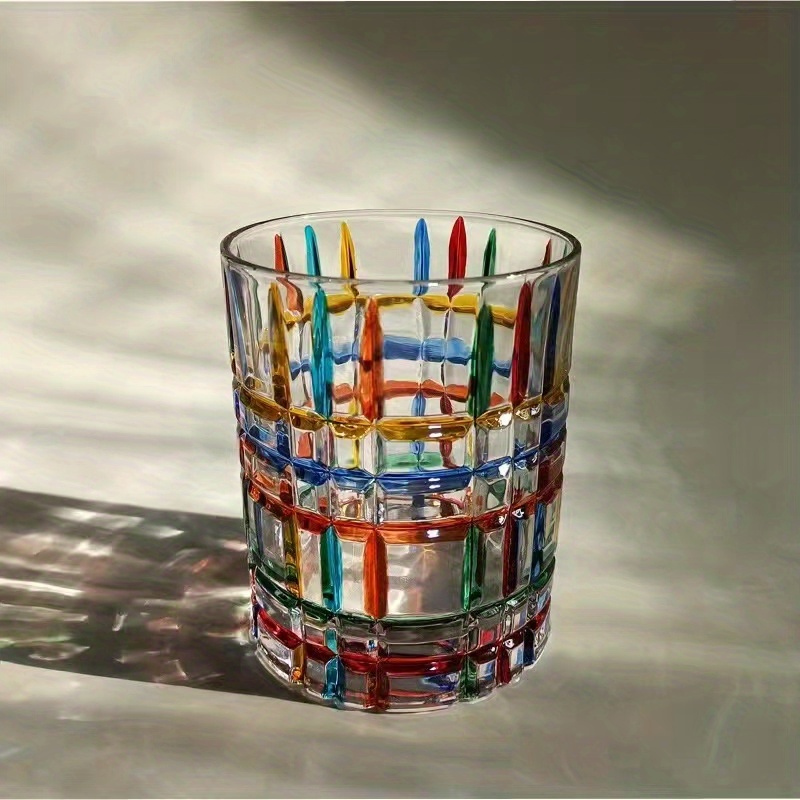 Color Block Drinking Glass Whisky Glasses Stylish Glassware - Temu