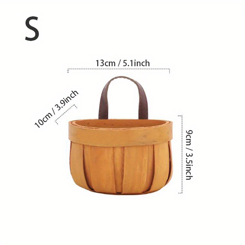 Small Wooden Basket with Handle 