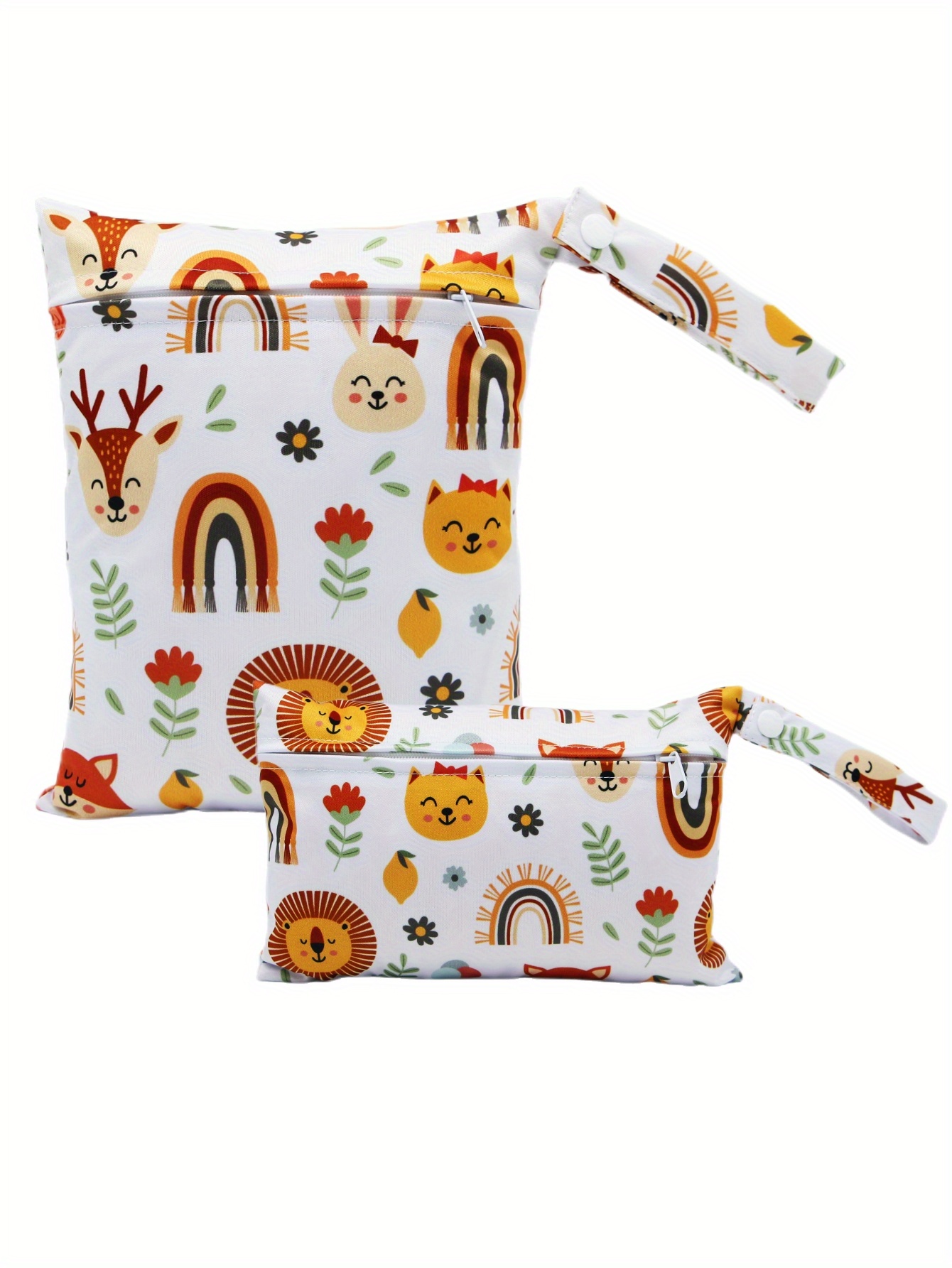 2pcs Rainbow Fox Print Small Wet Bag Set Christmas