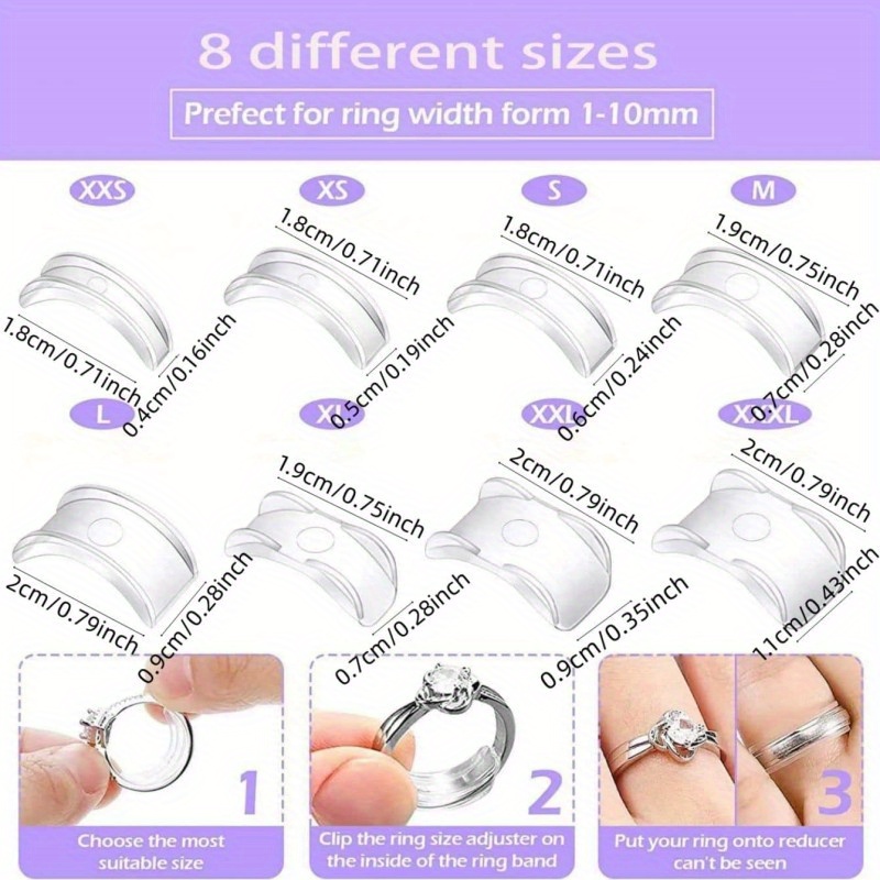 8Pcs Invisible Clear Ring Size Adjuster for Loose Rings Ring