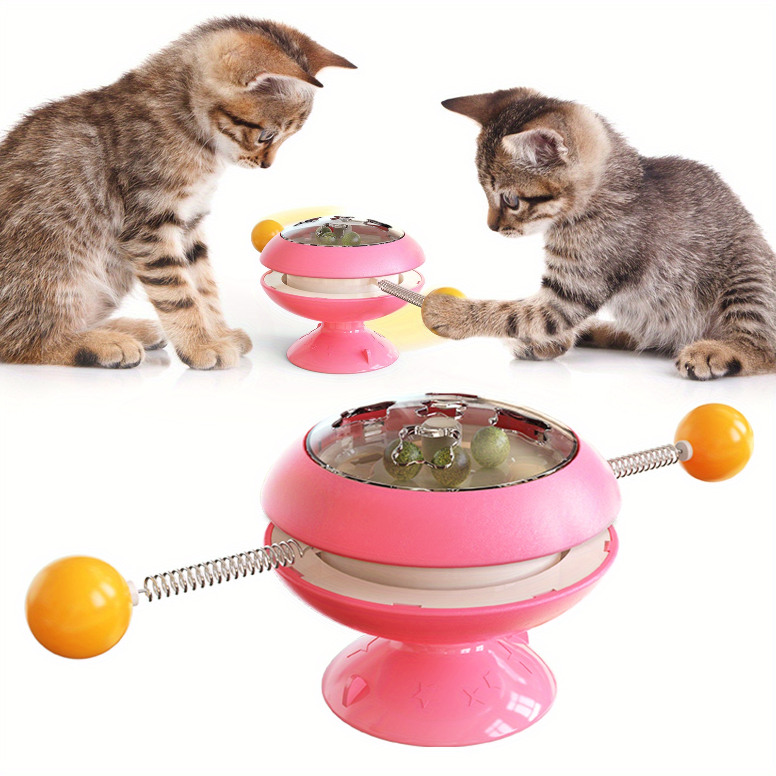 1pc pet automatic turntable cat teaser toy catnip interactive toy for cat for fun relieve anxiety details 1