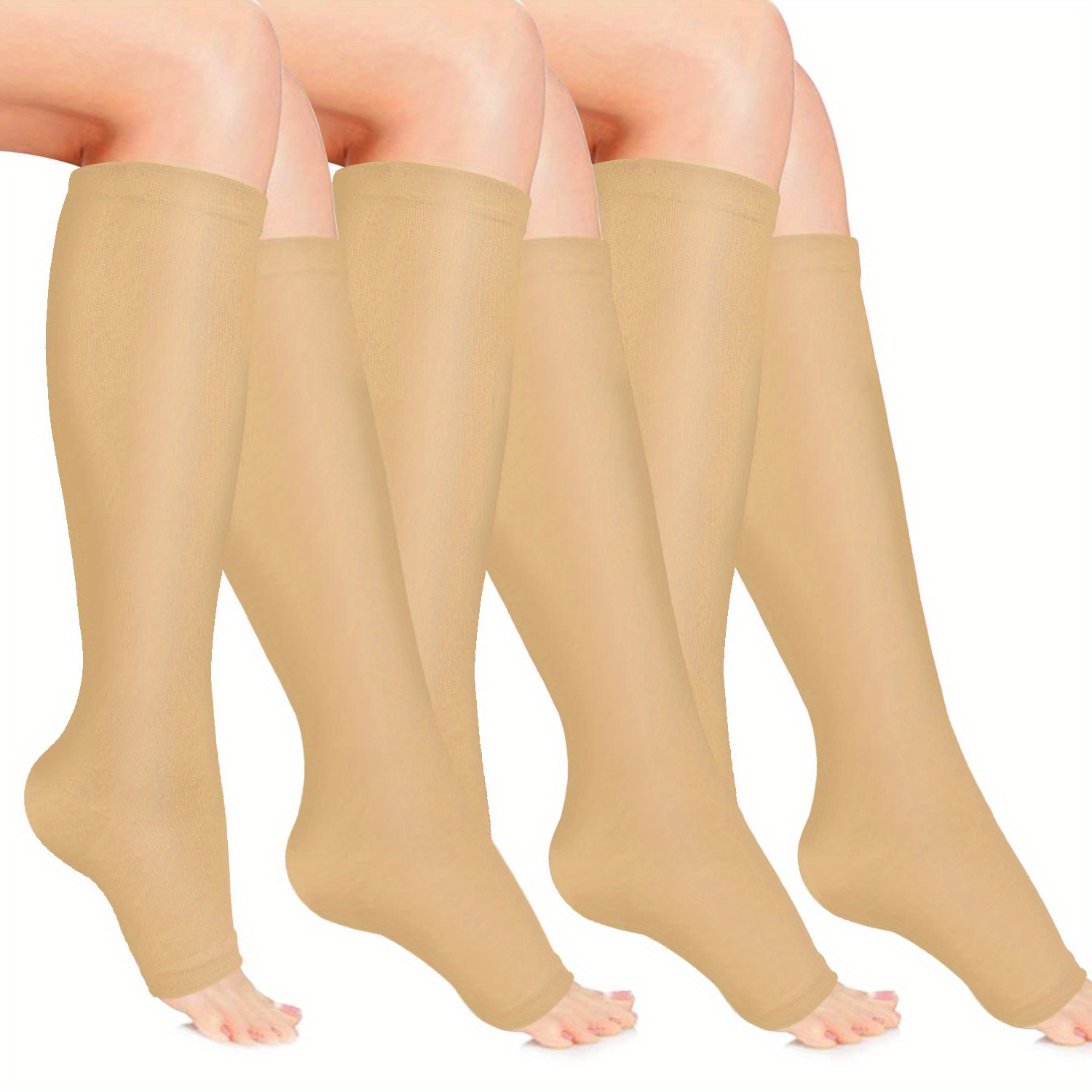 Open Toe Medical Compression Socks for Women & Men S/M/L/XL/XXL (1 & 2 Pair)