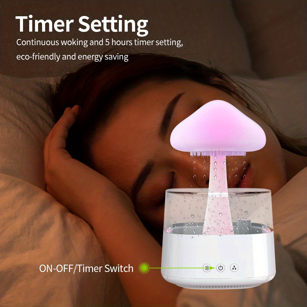7 colors rain cloud humidifier and oil diffuser with led night light relaxing sound of rain for better sleep and comfortable living details 1
