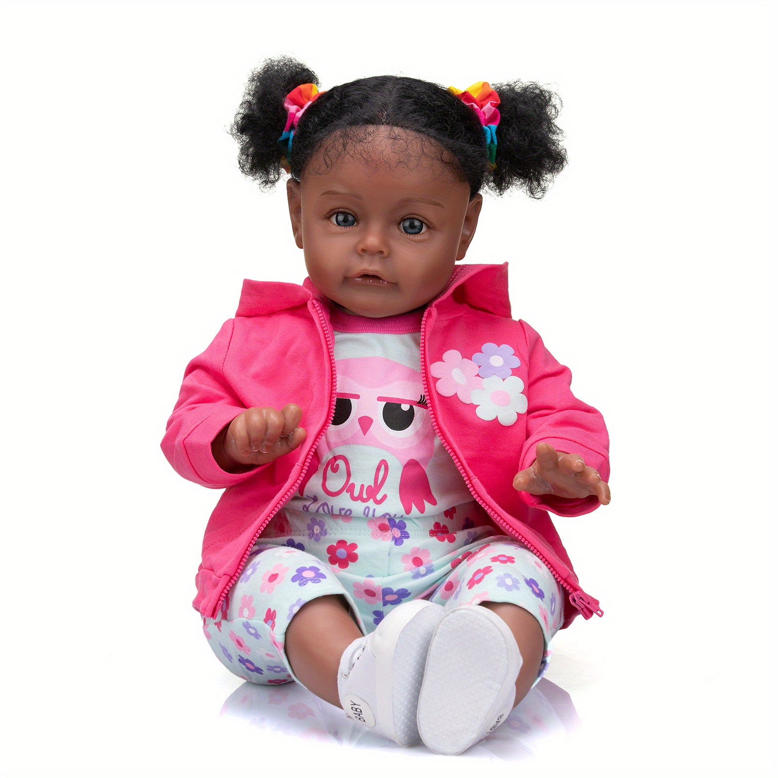 24 Reborn Baby Doll 3D Soft Black Newborn Real Lifelike Girl Toddler Gifts  Toy