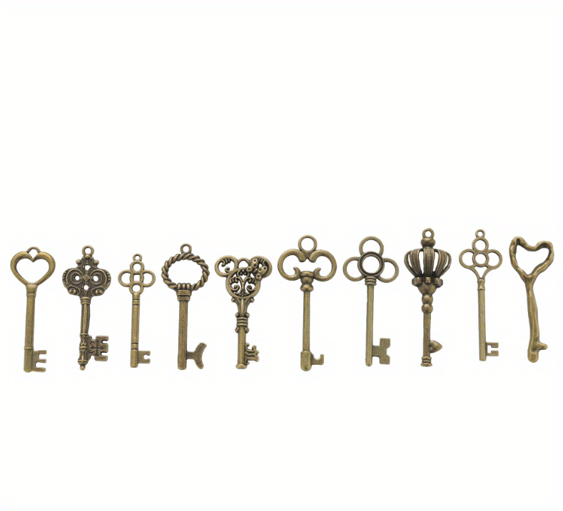 30pcs, Vintage Skeleton Keys Antique Bronze Keys Retro Pendant Necklace  Fancy Decor DIY Jewelry Necklace Craft Gifts