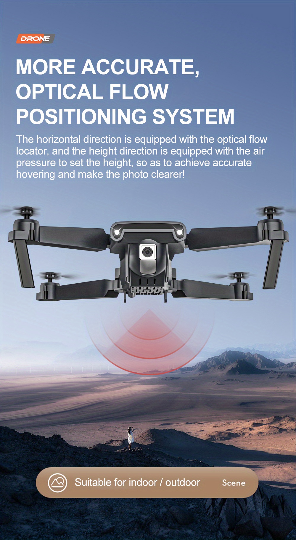 high definition camera, drone with high definition camera optical flow position obstacle avoidance smart follow easy operation stable hovering folding design details 6