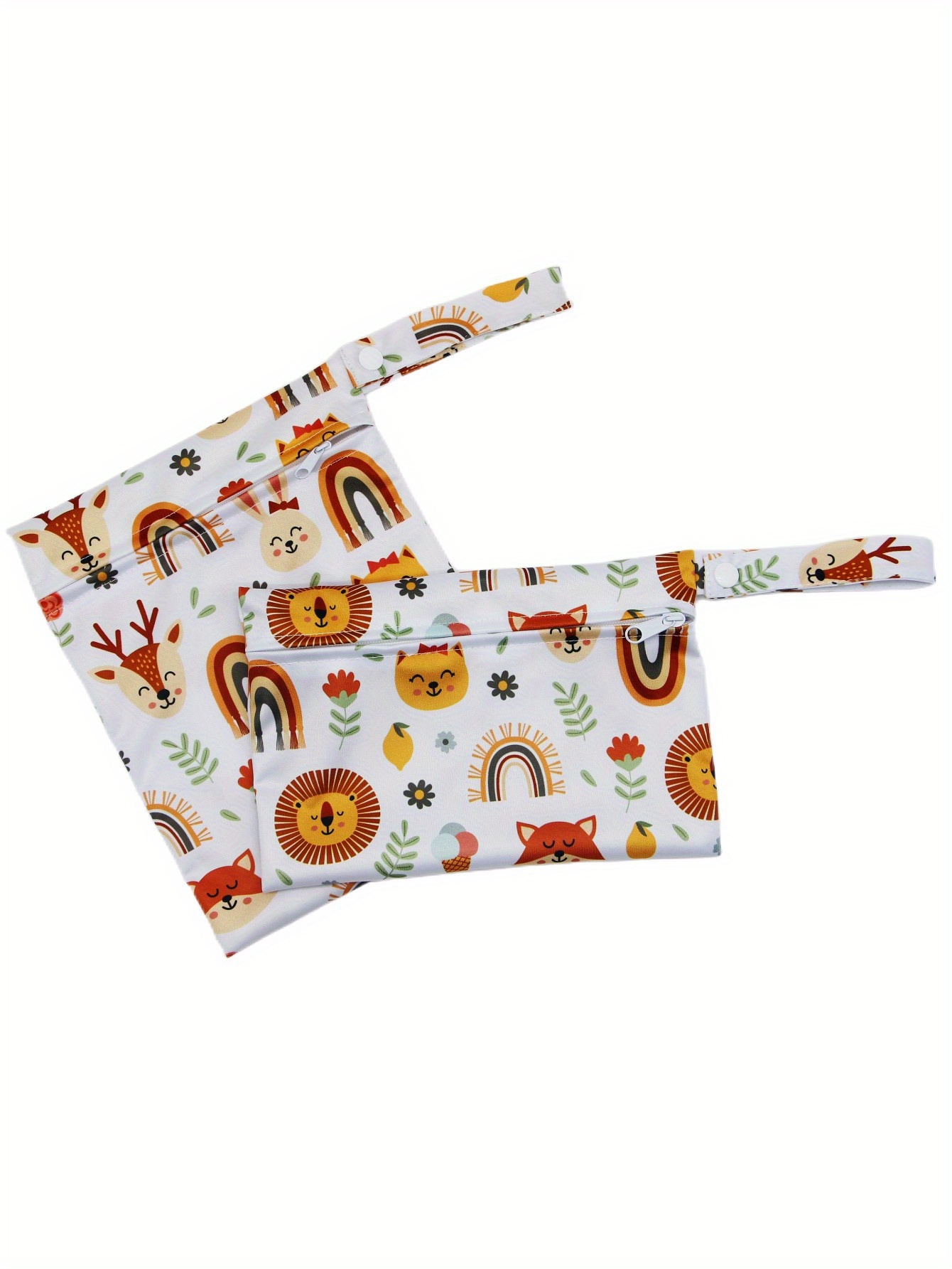2pcs Rainbow Fox Print Small Wet Bag Set Christmas