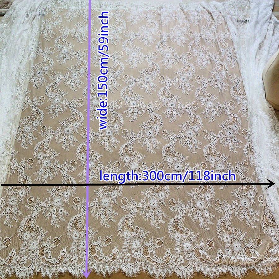 118.11inch Long Eyelash Lace Traditional Wedding Lace Fabric Hot Selling  DIY Sewing Material