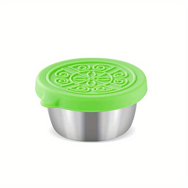 6pcs Salad Dressing Container, 1.7oz/50ml Leak-proof Stainless Steel &  Silicone Sauce Cups With Lid, Reusable Small Seasoning Containers, Suitable  For Lunch Box, Easy To Open, Picnic & Travel