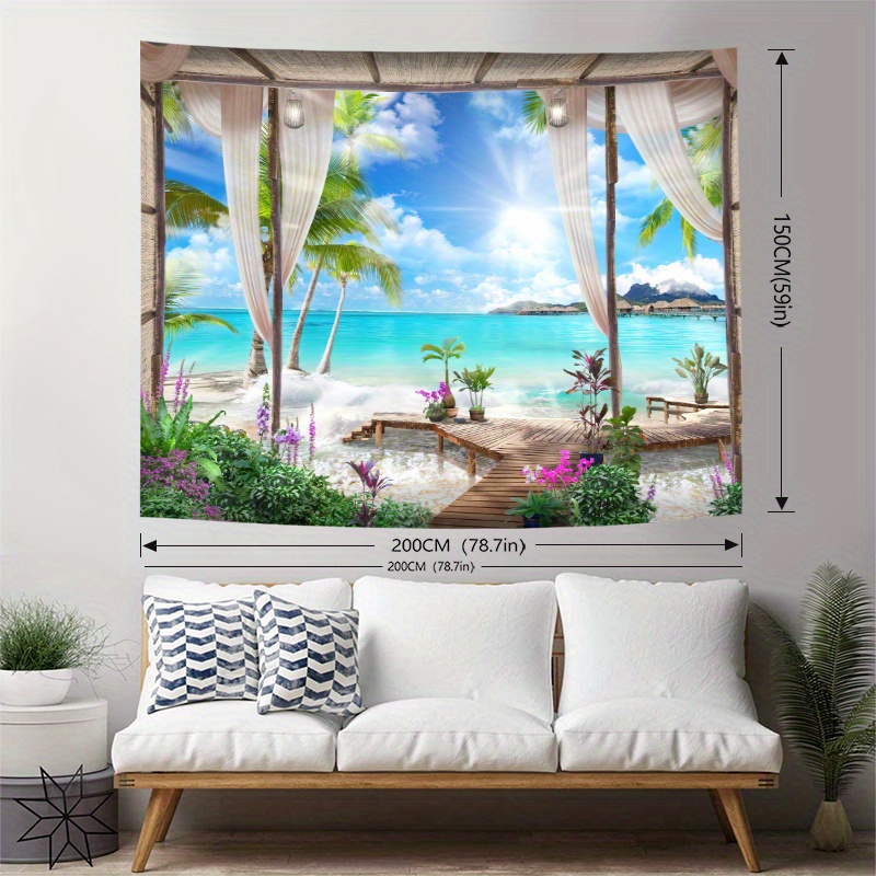 Ocean Sea Tropical Island Palm Tree Printed Tapestry - Temu
