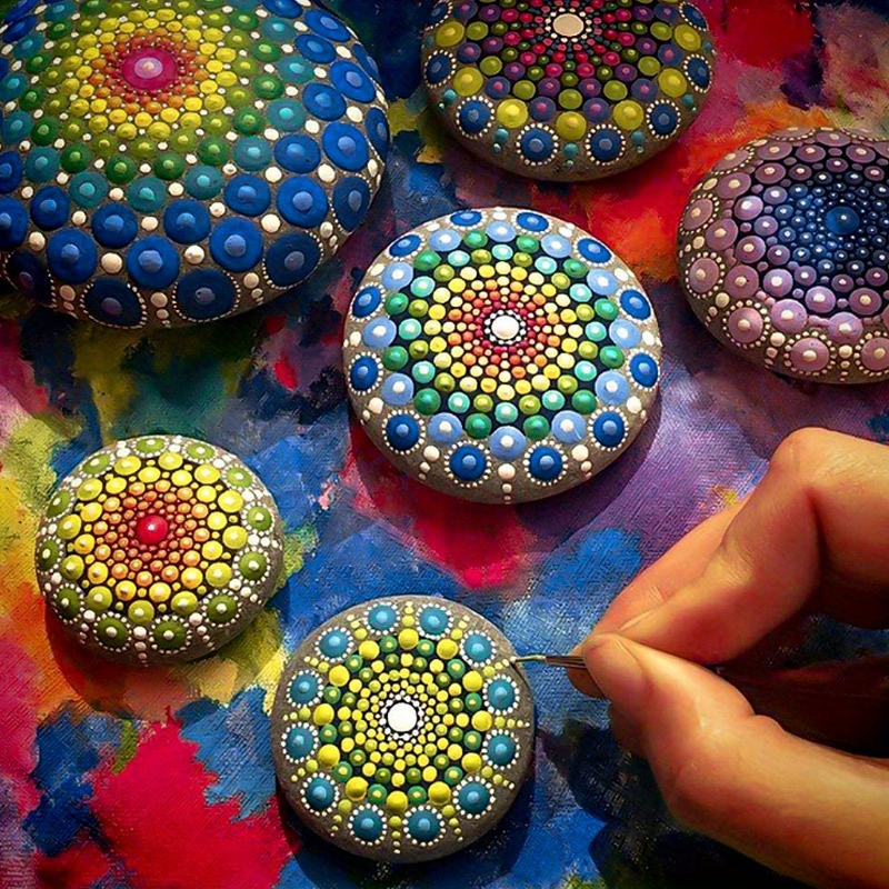 Small Silicone Painting Mat 100mm Resin Mandala Dot Painting Rock Painting  Painted Stone Craft Dotting Tools Plaster Stone 