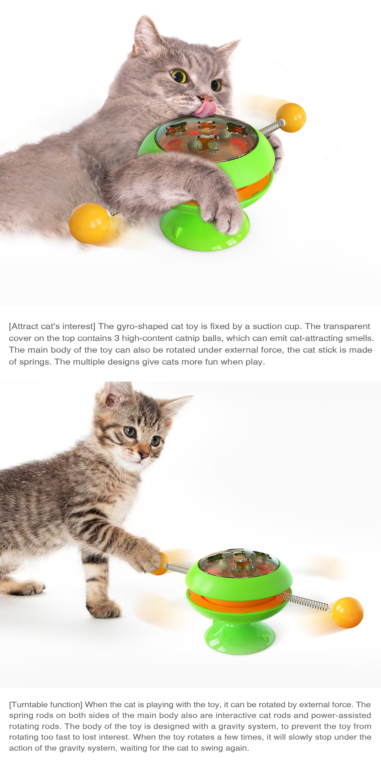 1pc pet automatic turntable cat teaser toy catnip interactive toy for cat for fun relieve anxiety details 5