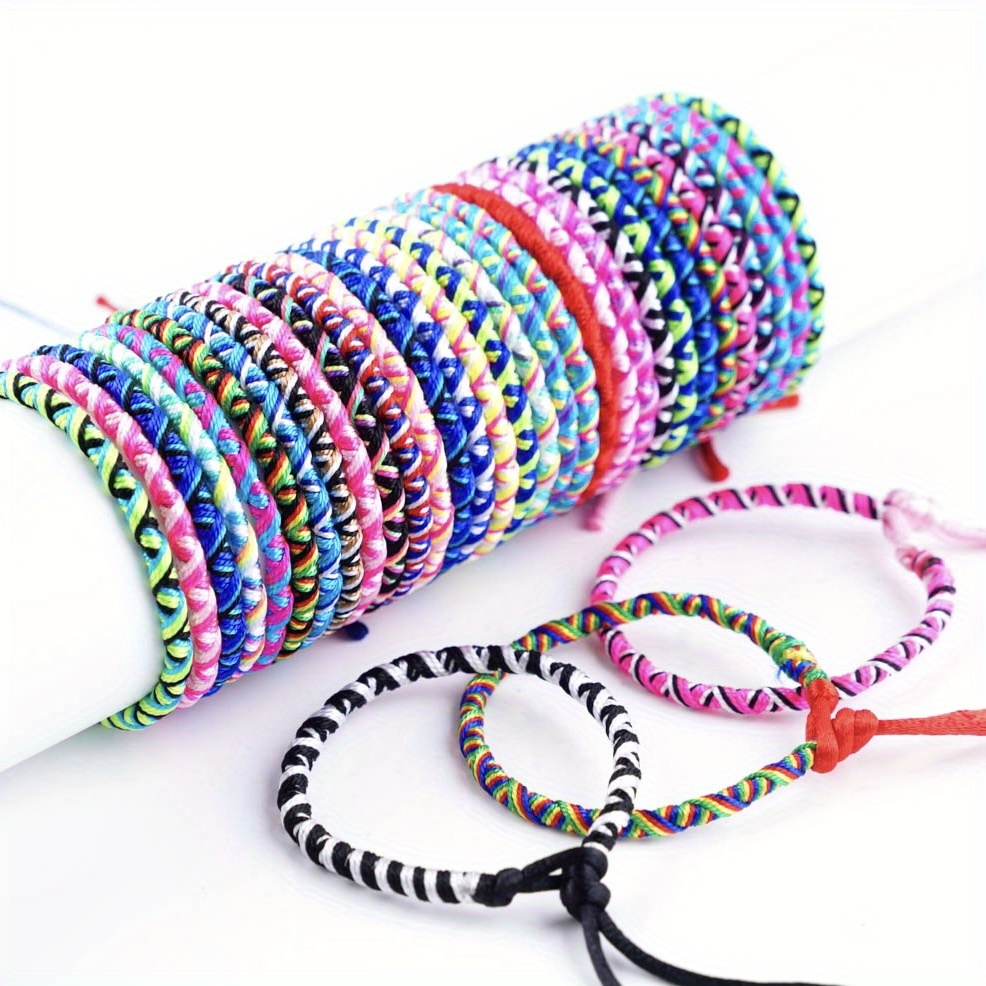 Image of 10pcs/lot Fashion Multicolor Ethnic Friendship Braided Rope Cuff Bracelets Wristband Jewelry For Women Men Lovers Gifts