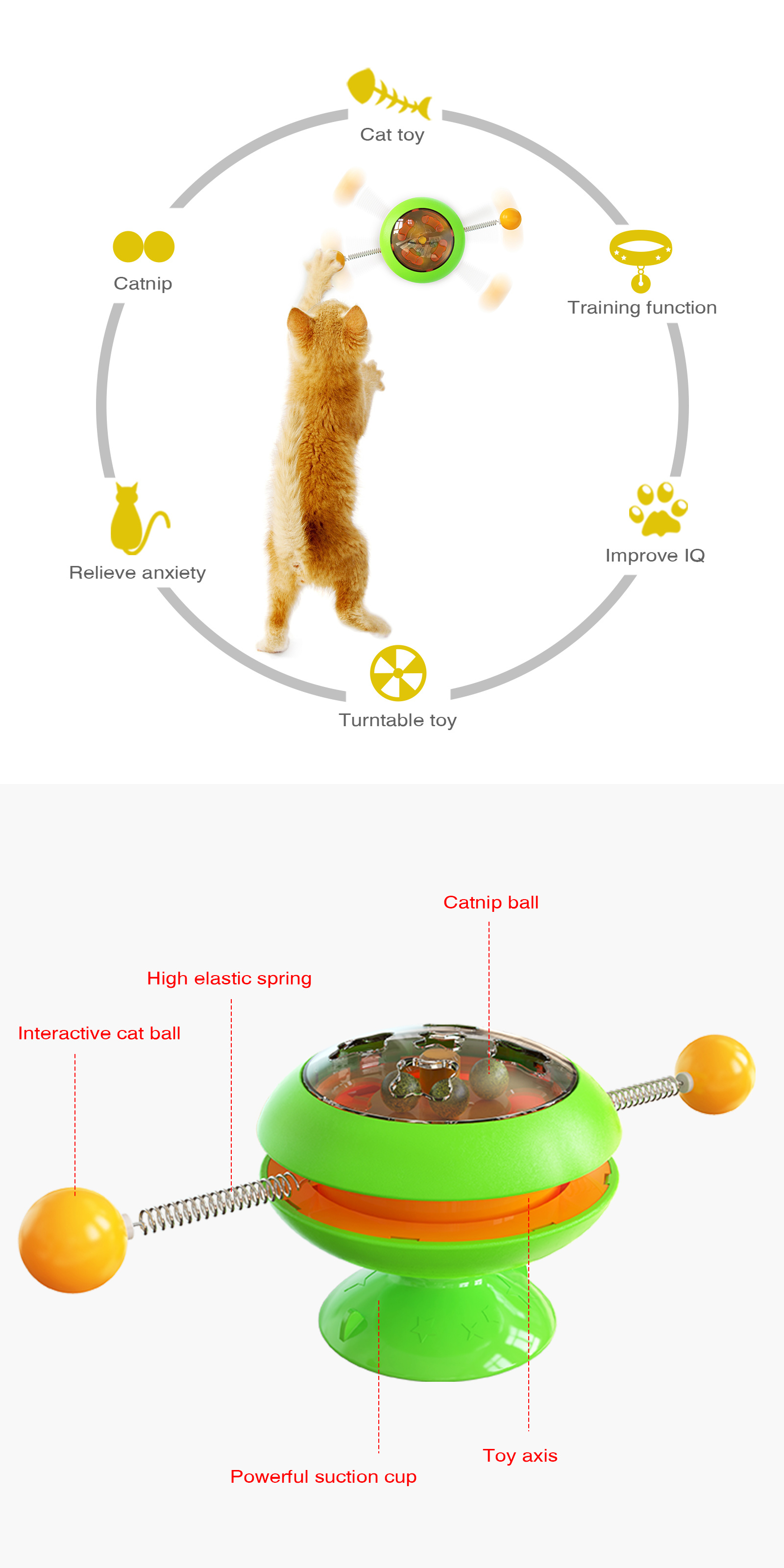 1pc pet automatic turntable cat teaser toy catnip interactive toy for cat for fun relieve anxiety details 4