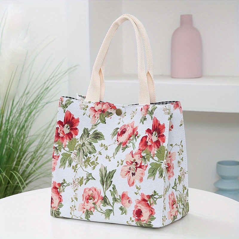 Casual Floral Print Canvas Tote Bag