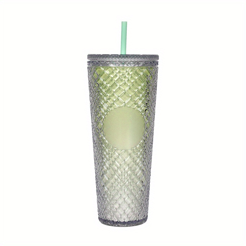 650ml Plastic Straws Cup Water Bottle Cups with Lids and Straws Large  Drinking Diamond Studded Tumbler Summer Cold Bottle