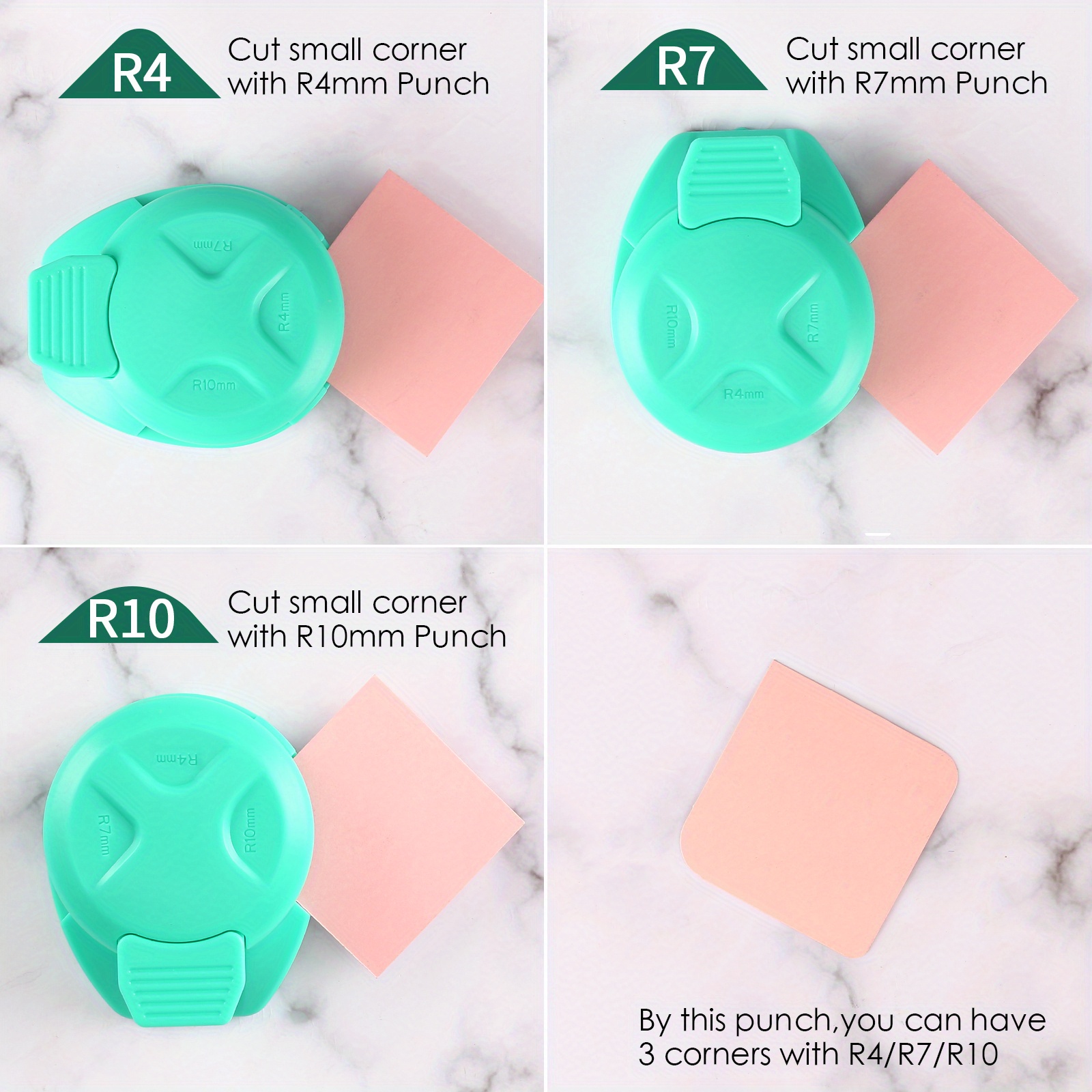 3 Ways Corner Rounder Punch 4mm 7mm 10mm 3 In 1 Corner Cutter For Paper