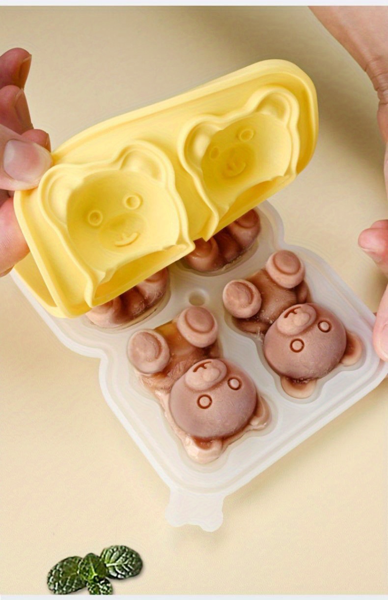 Cute Bear Shape Ice Mold Tray, Rubber Ice Mold With Lid, Funny Ice Maker  For Kids, Girls, Household Kitchen Gadget - Temu