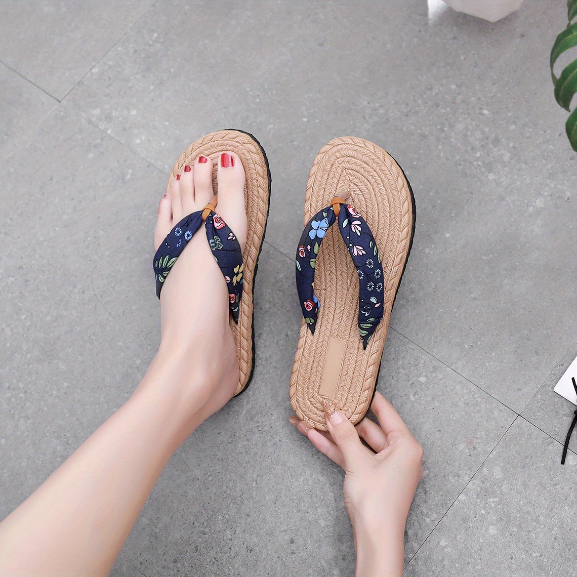 Navy blue slip deals on sandals