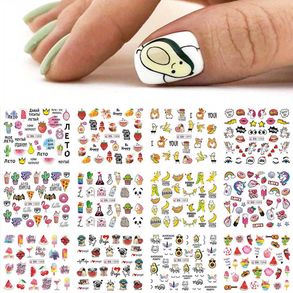 Kawaii Panda Nail Art Stickers - Cute Bamboo Letter Designs For Water Decals  And Watercolor Tattoos - Temu