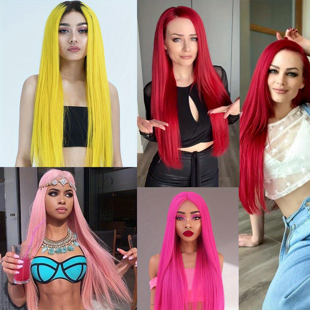 Synthetic Clips In Straight Hair Extensions Invisible Clip Temu New