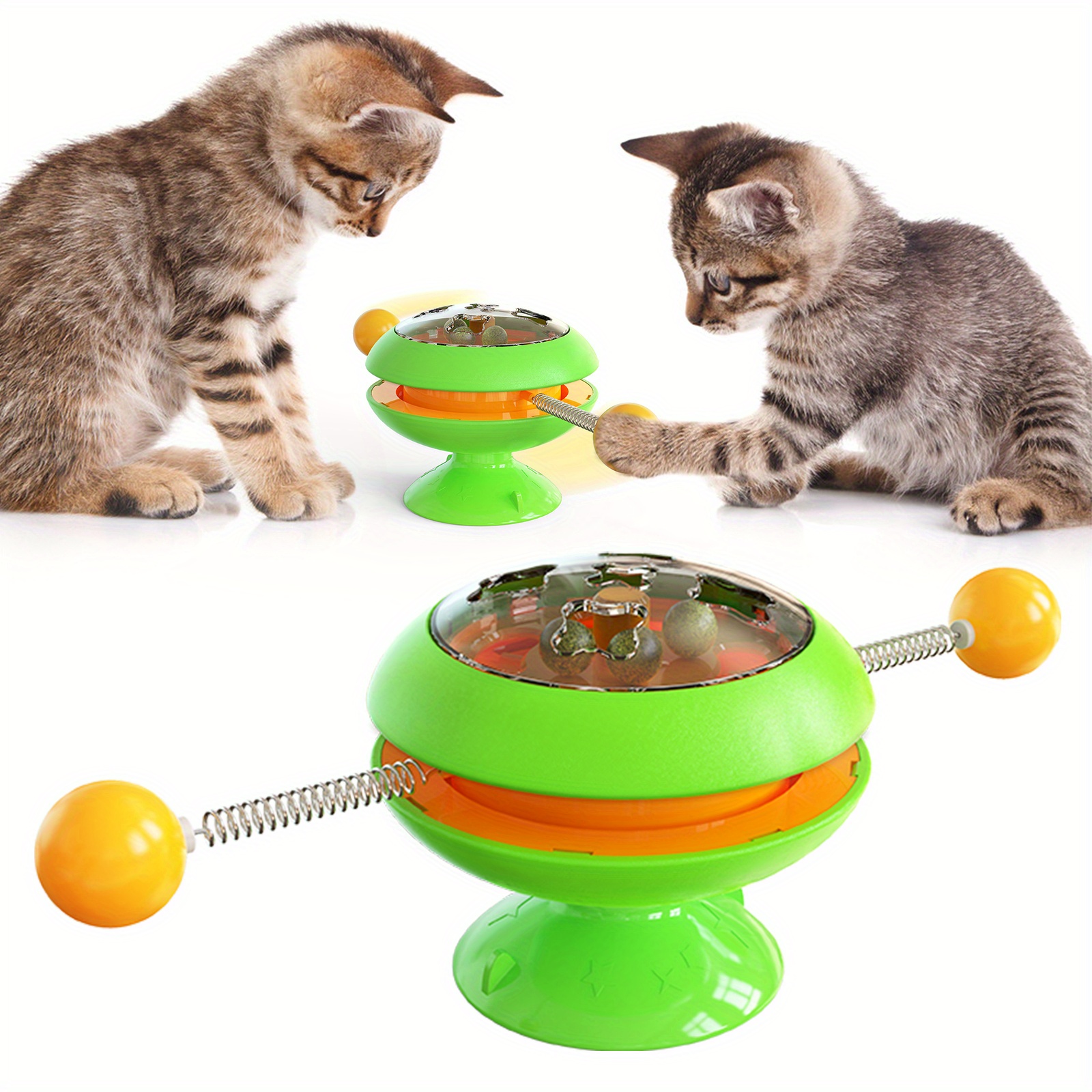 1pc pet automatic turntable cat teaser toy catnip interactive toy for cat for fun relieve anxiety details 3