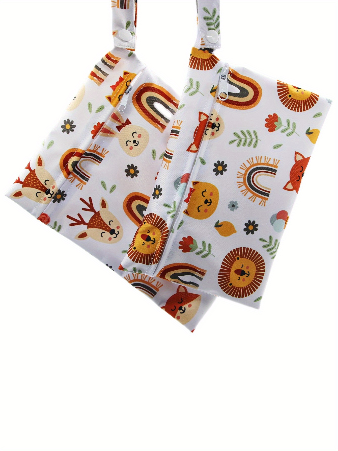 2pcs Rainbow Fox Print Small Wet Bag Set Christmas
