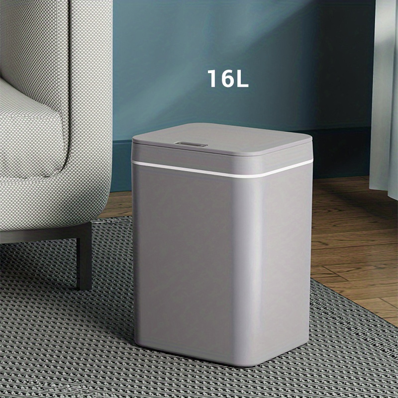 1pc Smart Trash Can 12L (3.17gal), Cubo de basura inteligente de 1pc 12L  (3.17gal), sin contacto, modo dual, sin ruido (se necesita comprar batería  ad