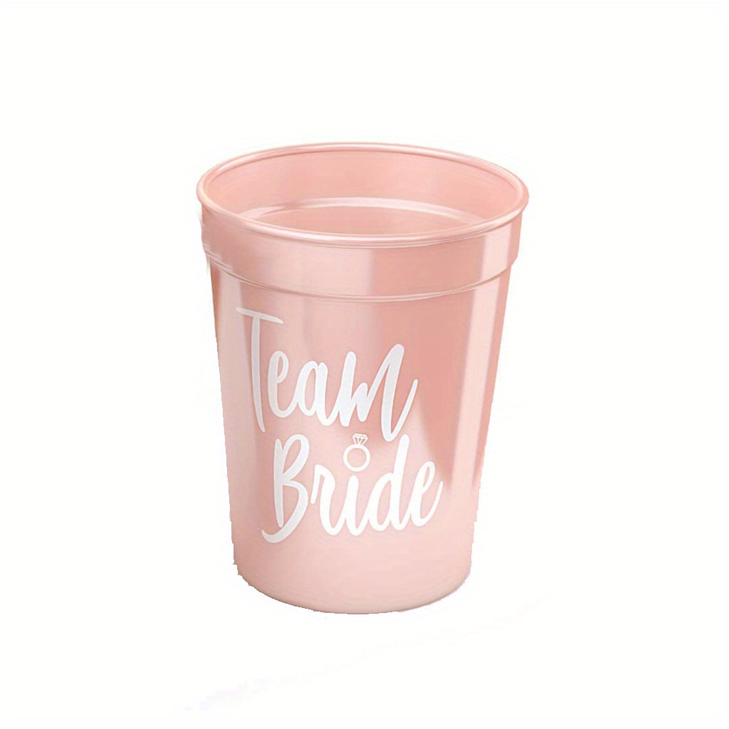 Team Bride To Be Plastic Drinking Cups Rose Gold Paper Straws