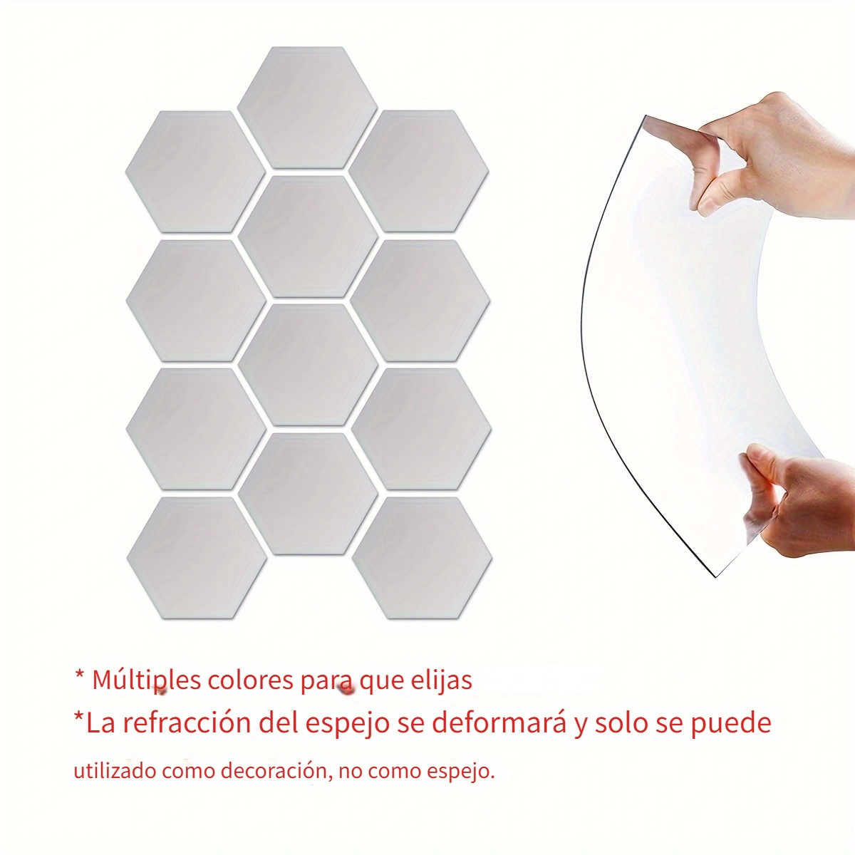 Espejo pegatinas de pared, 12 piezas hexagonal espejo arte