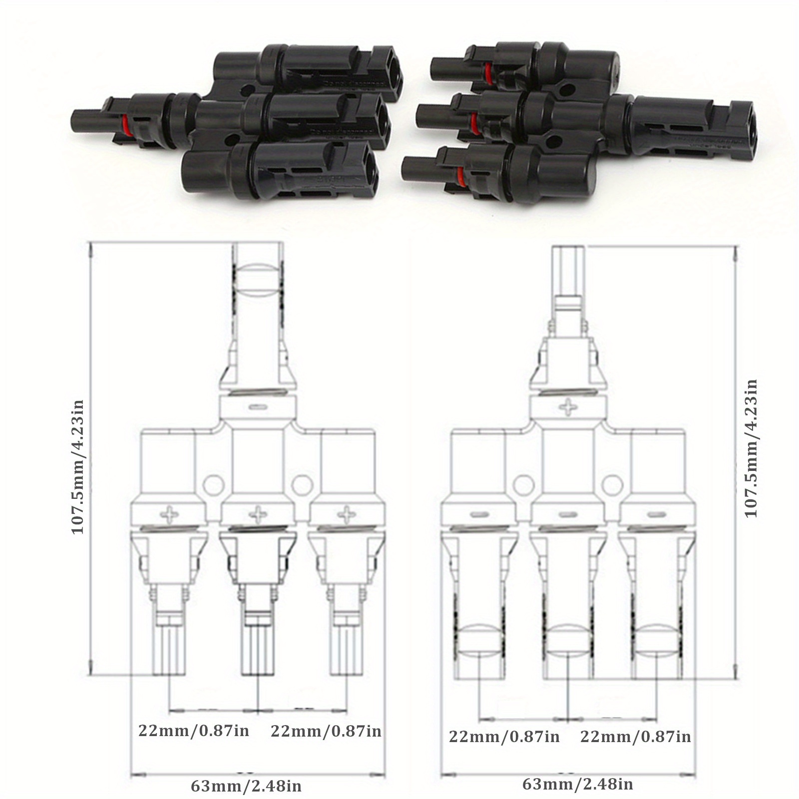 MC4 Solar Connectors T Branch Adapter Cable Plug Kit
