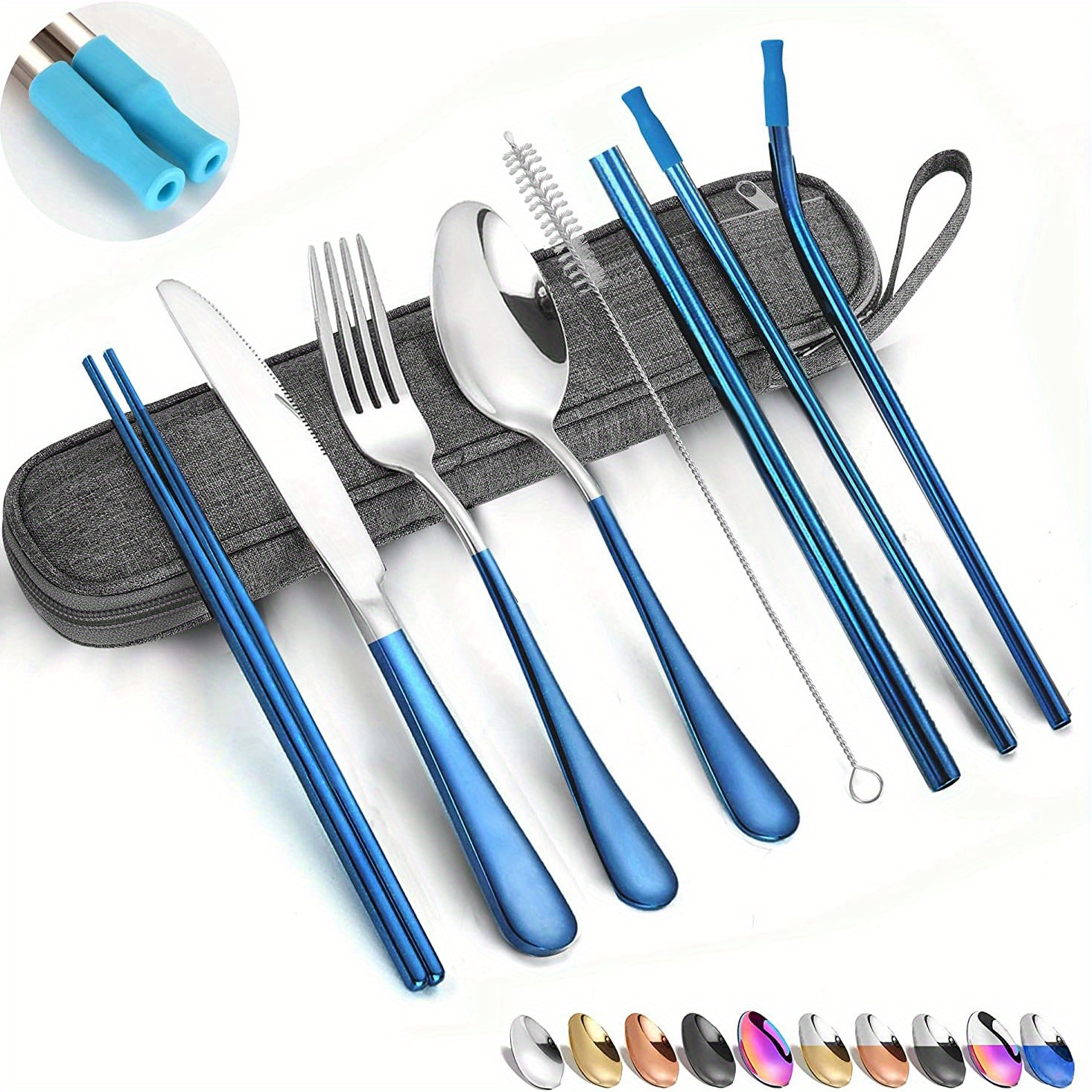 Portable Travel Utensils Set with Case, Stainless