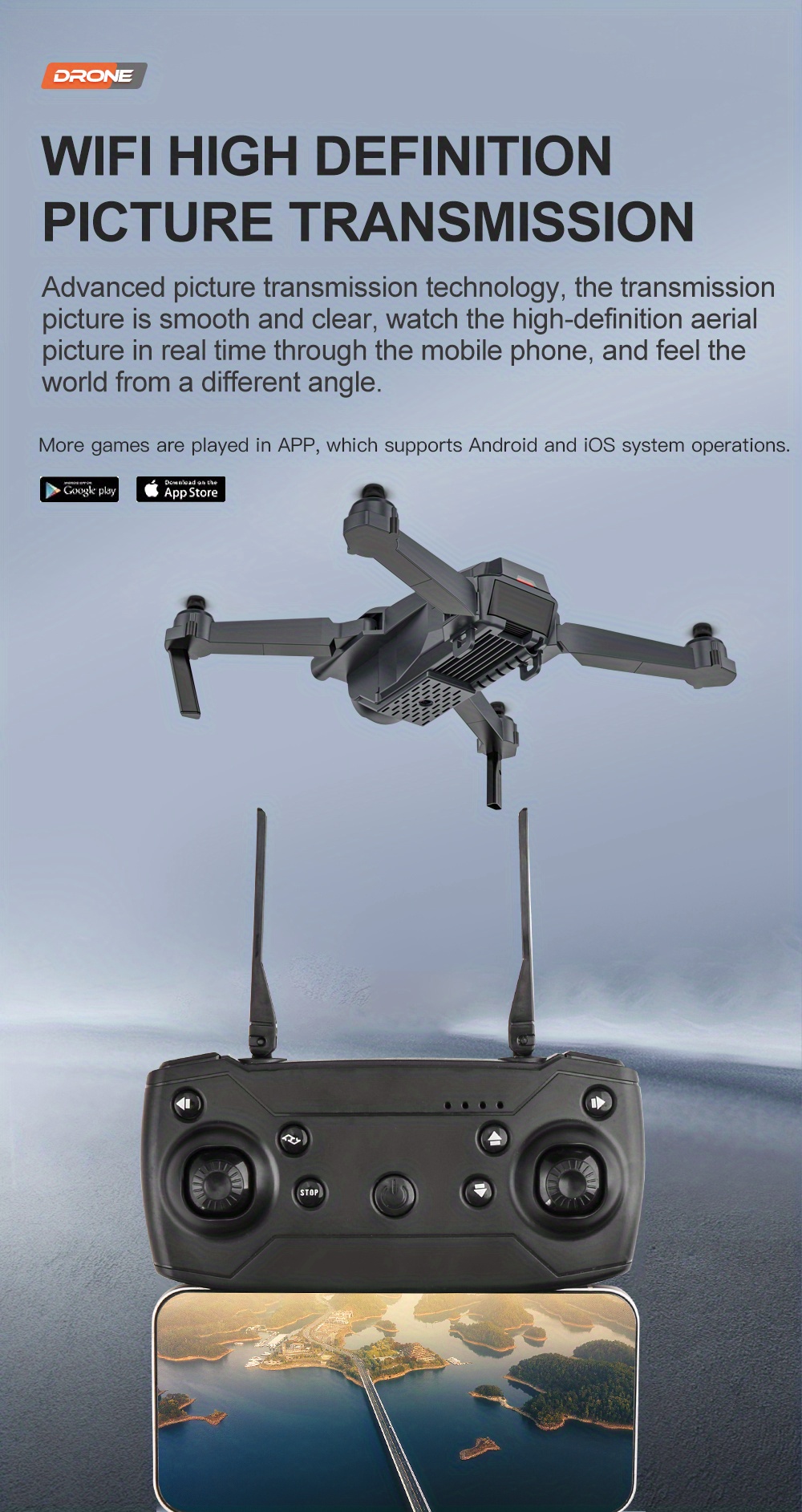 high definition camera, drone with high definition camera optical flow position obstacle avoidance smart follow easy operation stable hovering folding design details 9