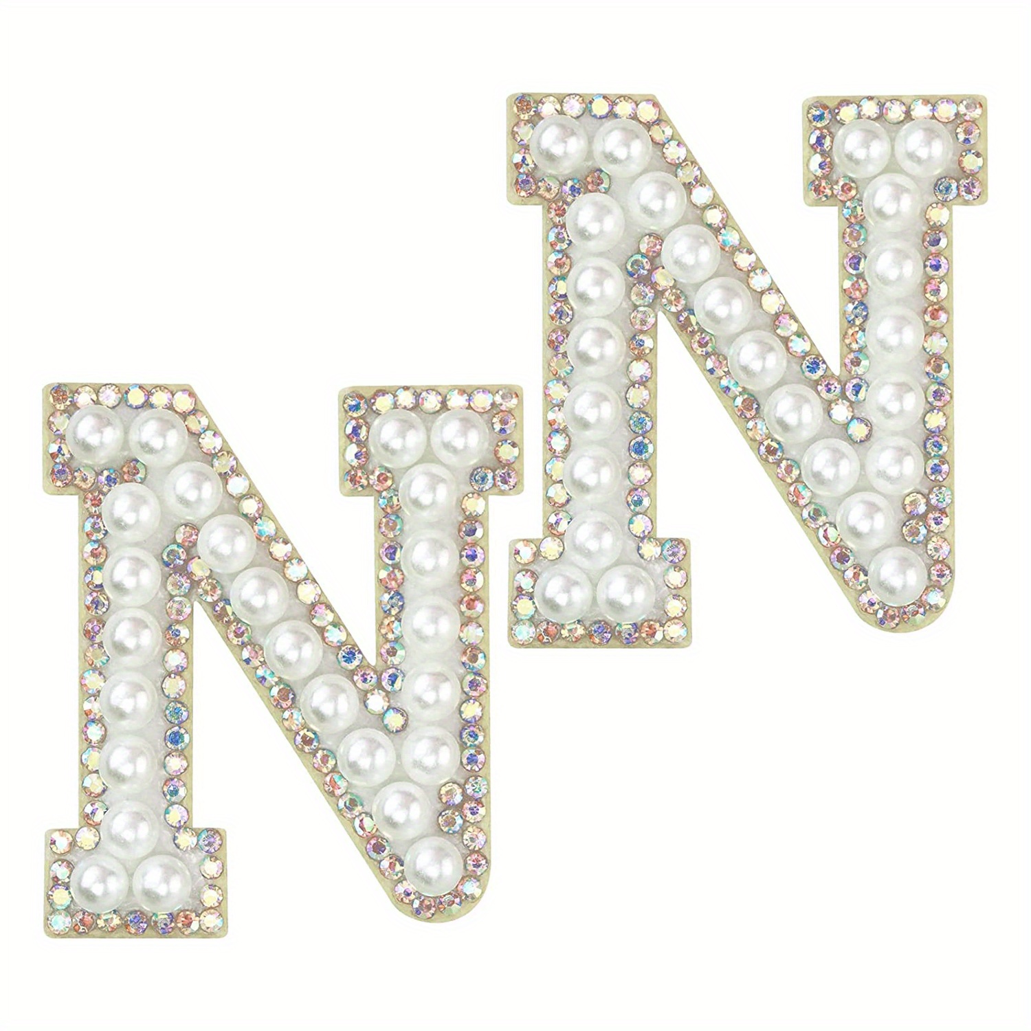 Letter Faux Pearl Rhinestones Patches Letter Embroidery - Temu