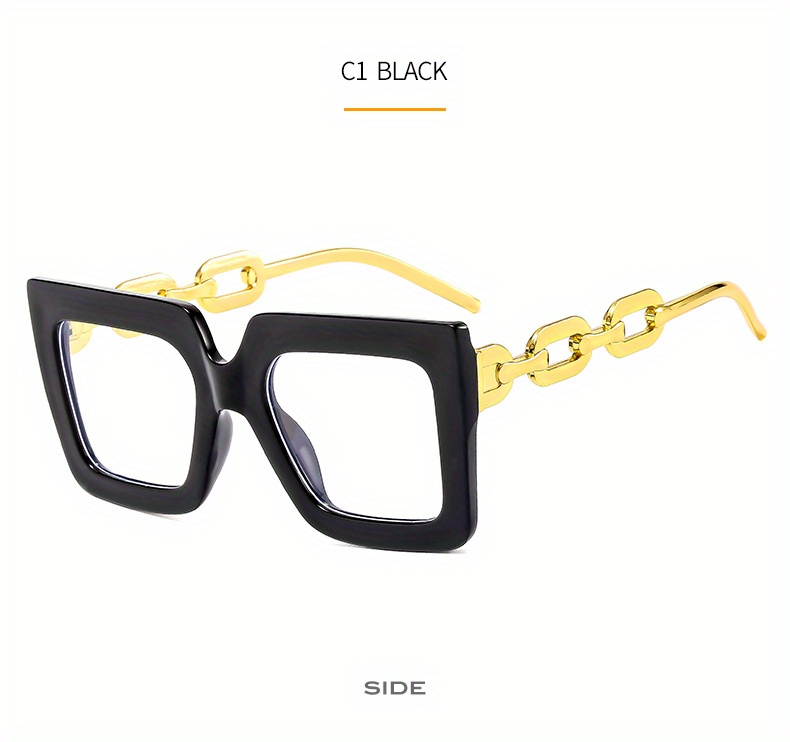 Square Clear Lens Glasses For Women Men Large Jelly Frame Chain Charm Photo  Booth Props Glasses - - Temu Netherlands